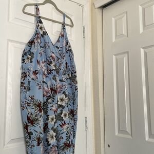 BloomChic Floral Jumpsuit in Blue and White